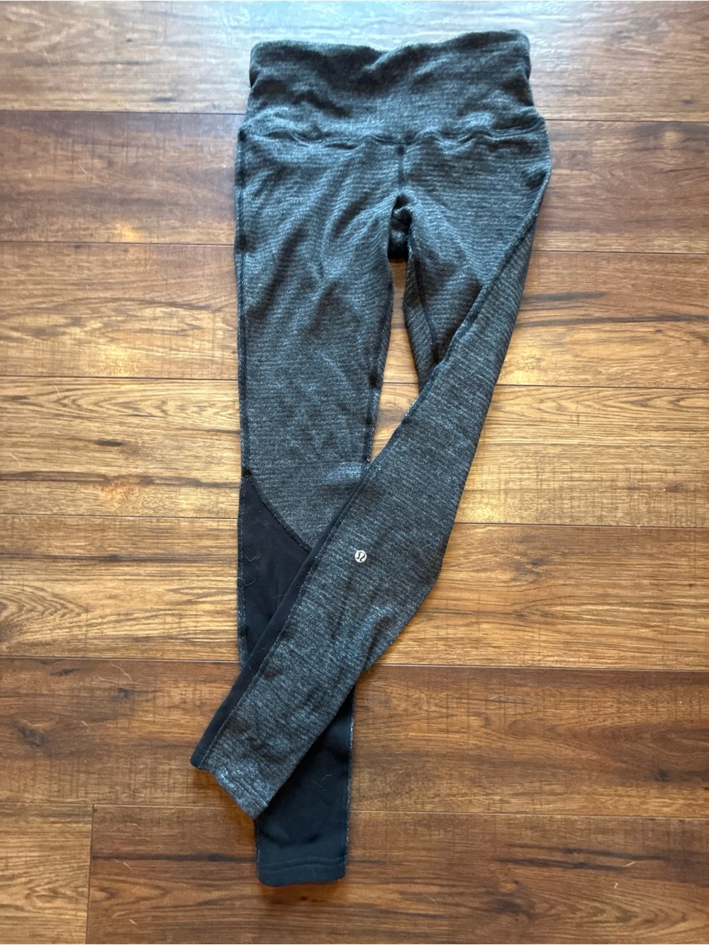 Lululemon Gray Heathered & Black Panel Leggings
